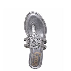 SAM EDELMAN Canyon Medallion Silver Flat Sandals